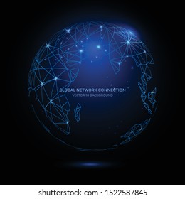 Connection lines Around Earth Globe. Communication technology for internet business.