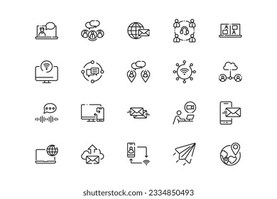 Conjunto de iconos de líneas de conexión. Géneros y atributos de conexión. Diseño lineal. Líneas con trazo editable. Iconos vectoriales aislados.
