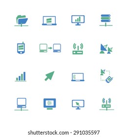 conexión, enlace, comunicación, iconos aislados del servidor, signos, ilustraciones sobre fondo blanco para sitio web, internet, aplicación móvil, vector