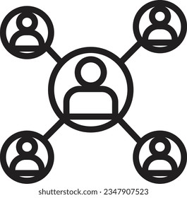 Icono de contorno de usuario vinculado a la conexión