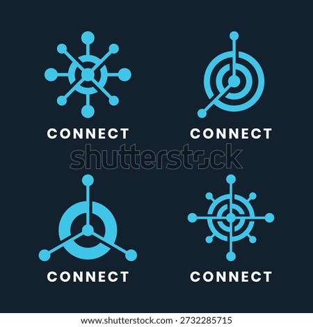 Connection logo with abstract network and technology icon