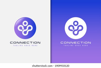 Connection Logo Design. Abstract People Inside The Circle. Usable For Business, Community, Tech, Sport, Industry, Services Company. Vector Logo Design Illustration.