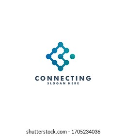 Connection logo design, Letter c icon template vector