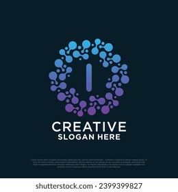 Connection logo design with letter creative concept Premium Vector