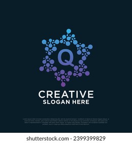 Diseño de logotipo de conexión con concepto creativo de letra Vector Premium