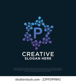 Diseño de logotipo de conexión con concepto creativo de letra Vector Premium