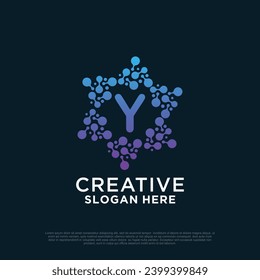 Connection logo design with letter creative concept Premium Vector