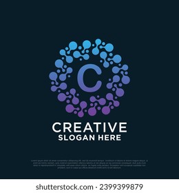 Connection logo design with letter creative concept Premium Vector