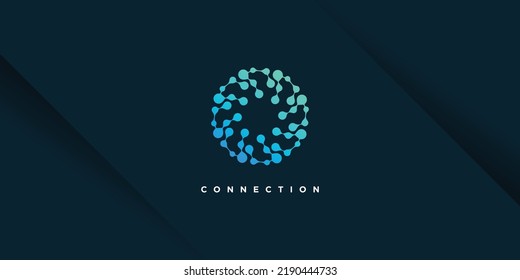 Connection logo design vector with creative unique dot concept