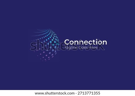 Connection Logo Global Tech Communication Modern Business Data Analytics with Halftone Style Shapes