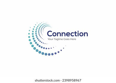 Logotipo de conexión Negocio moderno Red de Tecnología Global Sitio Web de la Compañía de Internet con forma abstracta Concepto de semitono de trama