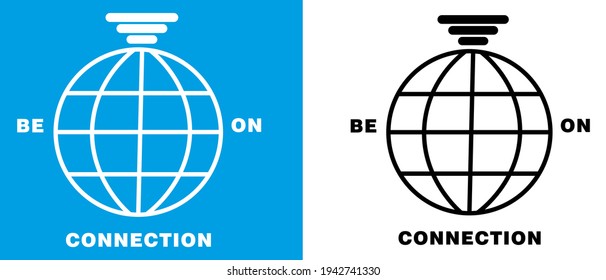 Connection logo. Planet icon. Design wifi sign over the planet. Vector illustration.