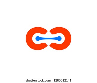 Connection logo template, Abstract double C logo, Double C icon, Connection of the two letters