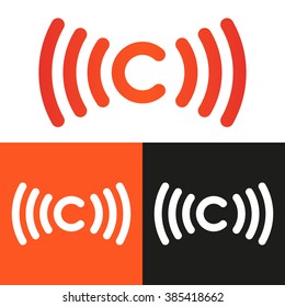 Connection logo template. Connection icon. Connection minimalistic logo. Abstract letter C logo. Letter C icon. Business logo template. Letter C and wave. Minimal design. Isolated logo