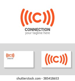 Connection logo template. Connection minimalistic logo. Abstract letter C. Letter C icon. Business logo template. Letter C and wave. Minimal design
