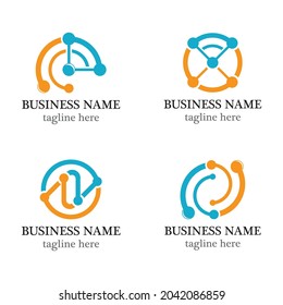 Connection logo template vector icon set design