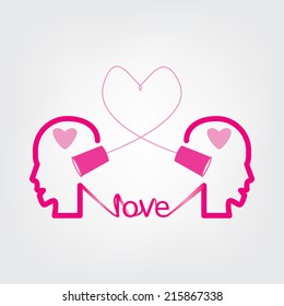 Connection of love with can phone concept, Vector, EPS10