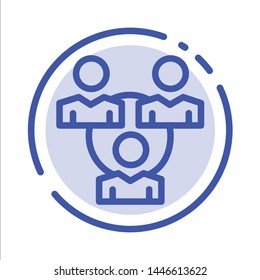 Connection, Meeting, Office, Communication Blue Dotted Line Line Icon