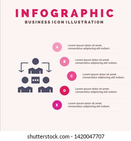 Connection, Meeting, Office, Communication Solid Icon Infographics 5 Steps Presentation Background