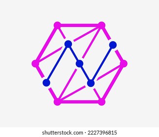Connection Mesh Technology Digital Network Hexagon Analysis Growth Up Innovation Vector Logo Design