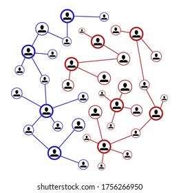 Connection network business, global internet social community. Illustration web society with human avatar vector
