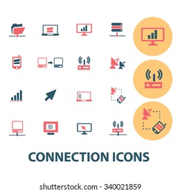 connection, network  icons, signs vector concept set for infographics, mobile, website, application
