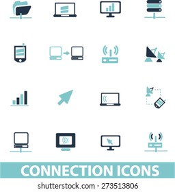 conexión, red, teléfono, smartphone, iconos aislados de tecnología, señales, sitio web de ilustraciones, conjunto de conceptos de diseño móvil de Internet, vector