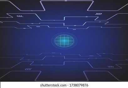 connection networking concept design background, Vector circuit board background technology. illustration, Abstract lines and dots connect background. Technology connection digital data and big data.