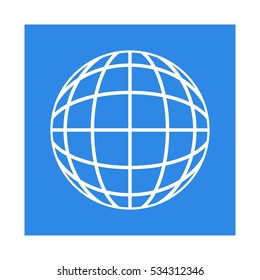 Connection networking globe blue square vector icon