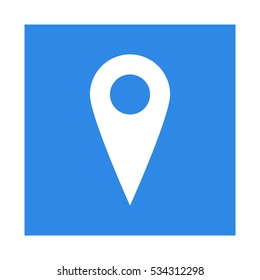 Connection networking location blue square vector icon