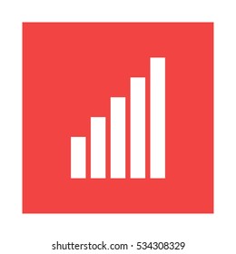 Connection networking signal strength red square vector icon