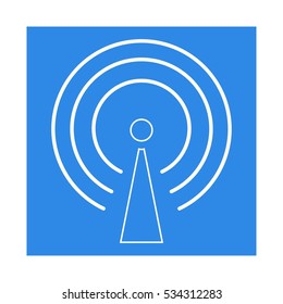 Connection networking transmit antenna blue square vector icon