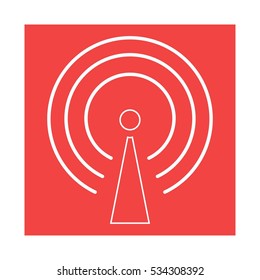 Connection networking transmit antenna red square vector icon