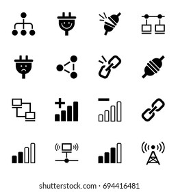 Connection, no connection, icon, monochrome, vector.  Flat, monochromatic icons for websites. Connection and communication. 