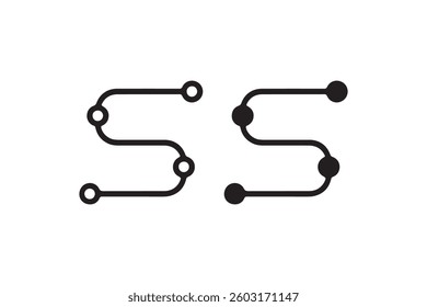 Connection nodes and circuit path icon Vector