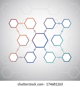 Connection on the background of the polygons. Gradient. Vector graphics