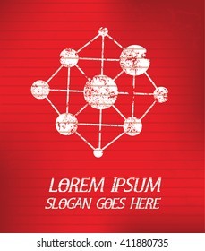 Connection on red background,poster grunge design