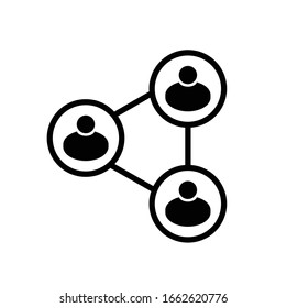 Connection Outline Vector Icon. Communication. Organisation Structure. Avatar Connection. Team Network. Data Technology Sharing. Gathering Symbol. Teamwork Concept. Internet Community Sign.