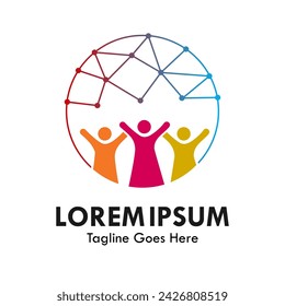 Connection people design logo template illustration