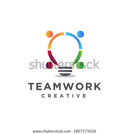 connection people and lighting bulb logo icon vector template, teamwork idea logo icon vector template on white background
