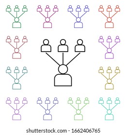 Connection the people multi color style icon. Simple thin line, outline vector of sosial media network icons for ui and ux, website or mobile application