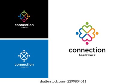 vector de diseño del logotipo de trabajo de equipo de personas de conexión