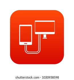 Connection phone icon digital red for any design isolated on white vector illustration