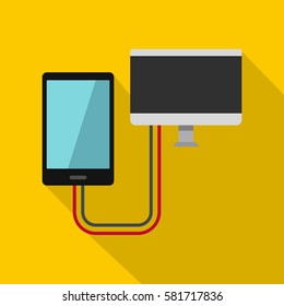 Connection phone icon. Flat illustration of connection phone vector icon for web