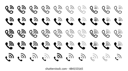 Connection phone vector black icons pack