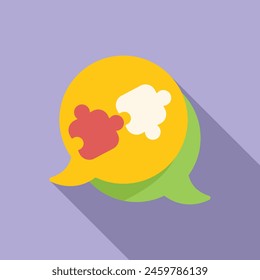 Conexión rompecabezas chat icono Vector plano. Discusión de voz. Hablar en equipo