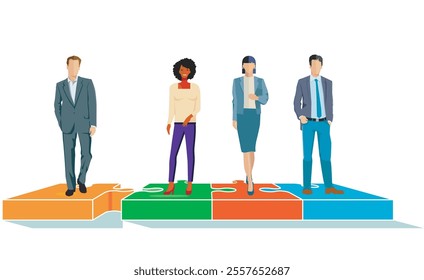 Connection puzzle, concept illustration isolated on white background