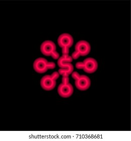 Connection red glowing neon ui ux icon. Glowing sign logo vector