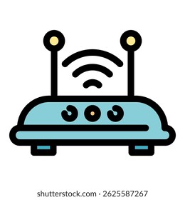 Connection router icon. Outline connection router vector icon color flat isolated