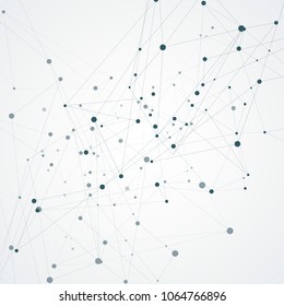 Connection science background and abstract polygonal with connecting dots and lines.